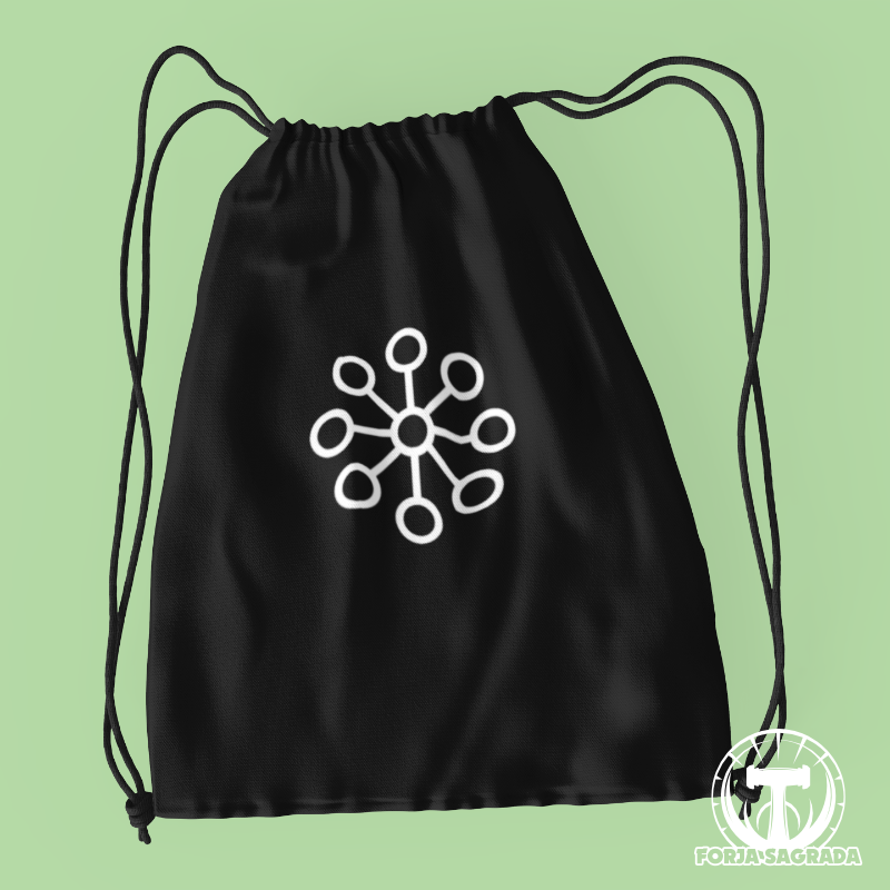 Bolsa negra de deporte con diseño vikingo de la runa Ansuz, símbolo de clarividencia e inspiración.