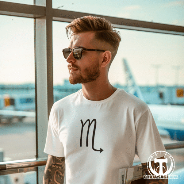 Camiseta Blanca con el símbolo de Escorpio Hombre