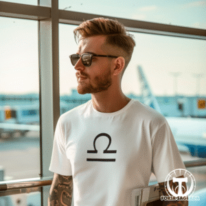 Camiseta Blanca con el símbolo de Libra Hombre