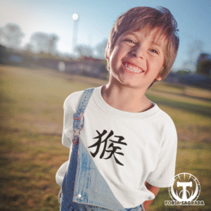 Camiseta Blanca Zodiaco Chino ‘Mono’ para Niño: Ingenio y Alegría