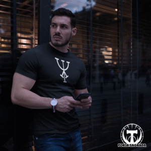 Camiseta Negra con Símbolo Rúnico «Prosperidad» Hombre