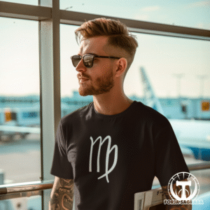 Camiseta Negra con el símbolo de Virgo Hombre